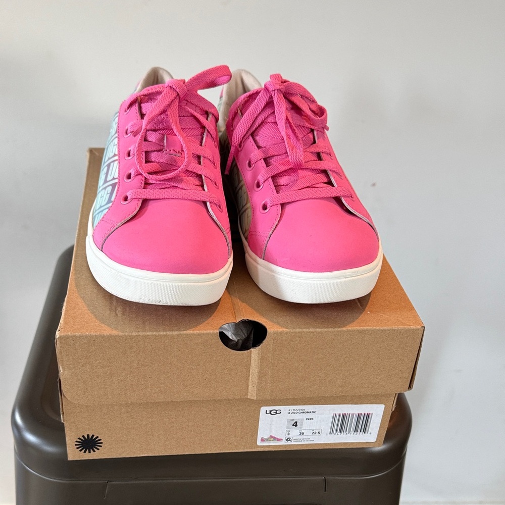UGG Kids Fuchsia and White Sneakers